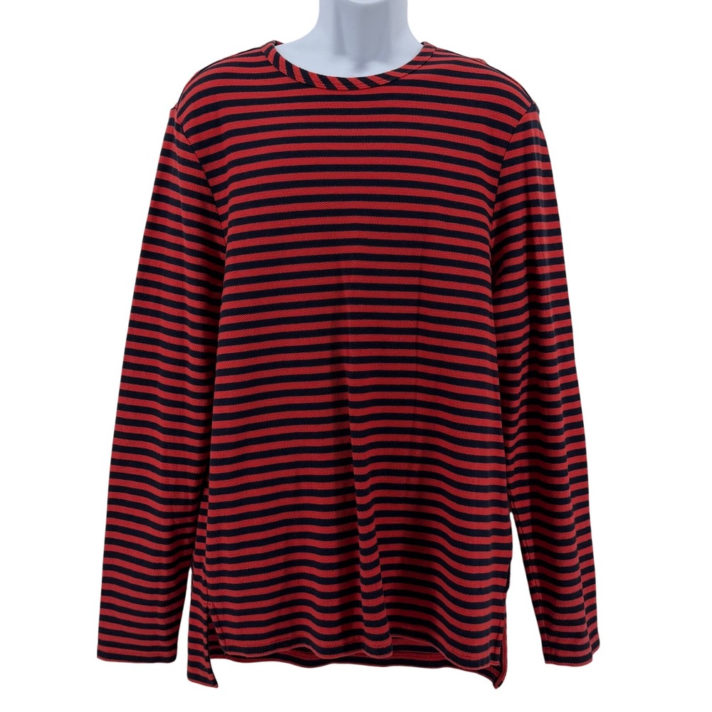 Ben Sherman Cotton Striped Long Sleeve Shirt Mens XL Red Navy Nautical Tee NWT